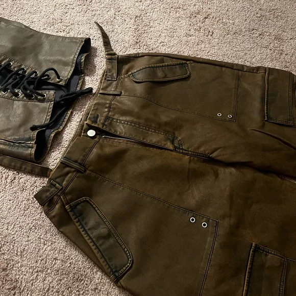 Mars The Label Corset Wide Leg Cargo Jumpsuit Cargo 2 Piece Zeda Set in Brown - Picture 5 of 8